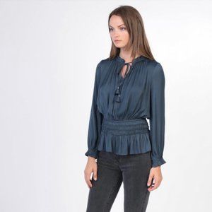 Current Air Smocked Waist V-Neck Blouse, Size M